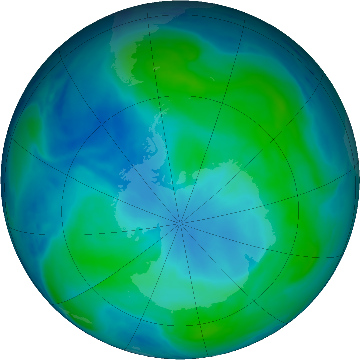 Antarctic ozone map for 24 February 2019